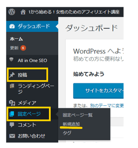 ワードプレス 固定ページ使い方