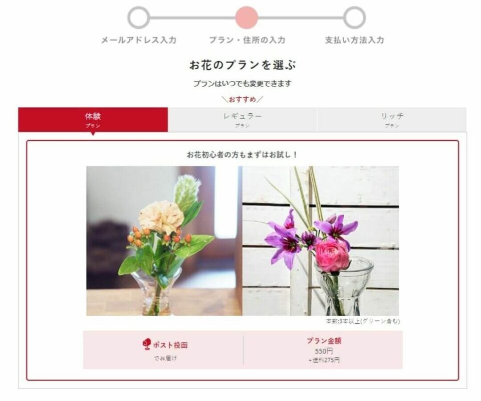 ブルーミー申し込み方法 花のプランを選ぶ