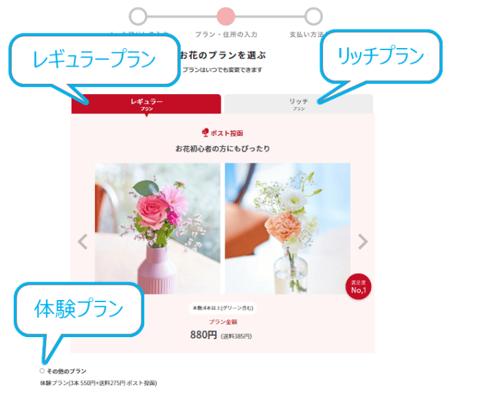 ブルーミー申し込み方法 花のプランを選ぶ